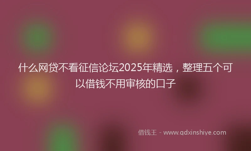 什么网贷不看征信论坛2025年精选，整理五个可以借钱不用审核的口子