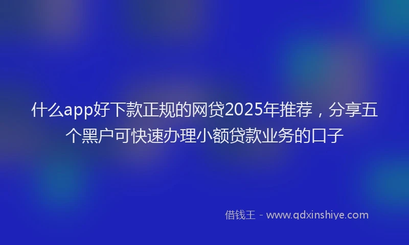 什么app好下款正规的网贷2025年推荐,分享五个黑户可快速办理小额贷款业务的口子