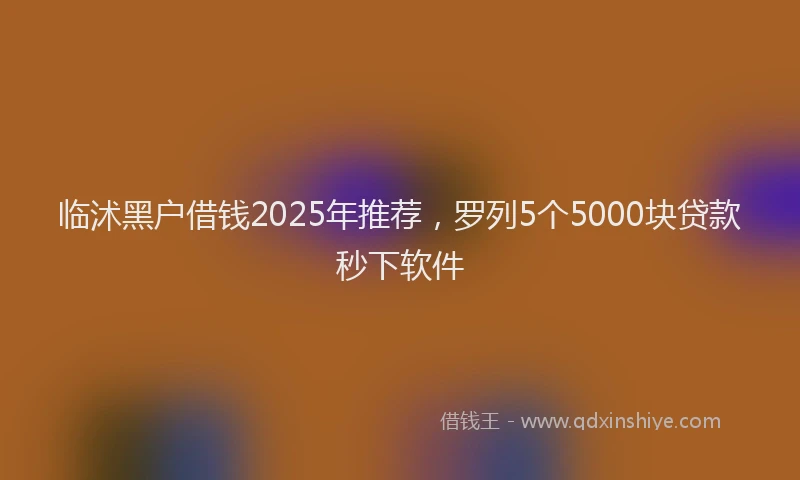 临沭黑户借钱2025年推荐，罗列5个5000块贷款秒下软件