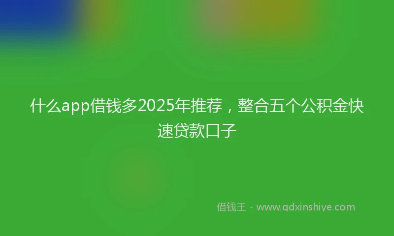 什么app借钱多2025年推荐，整合五个公积金快速贷款口子