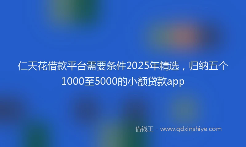 仁天花借款平台需要条件2025年精选，归纳五个1000至5000的小额贷款app