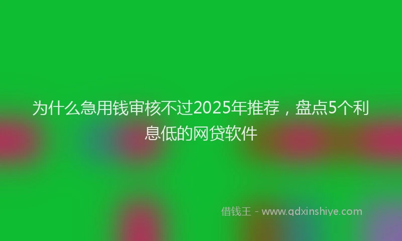 为什么急用钱审核不过2025年推荐,盘点5个利息低的网贷软件