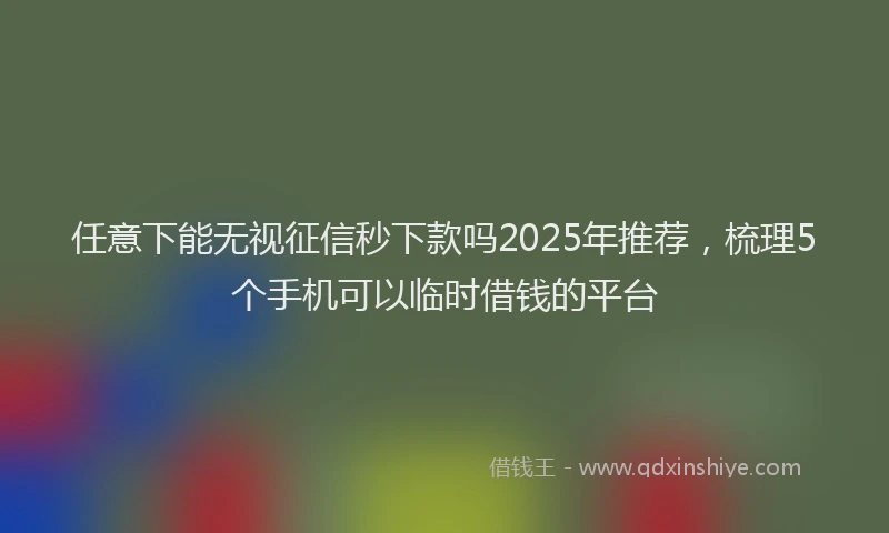 任意下能无视征信秒下款吗2025年推荐，梳理5个手机可以临时借钱的平台