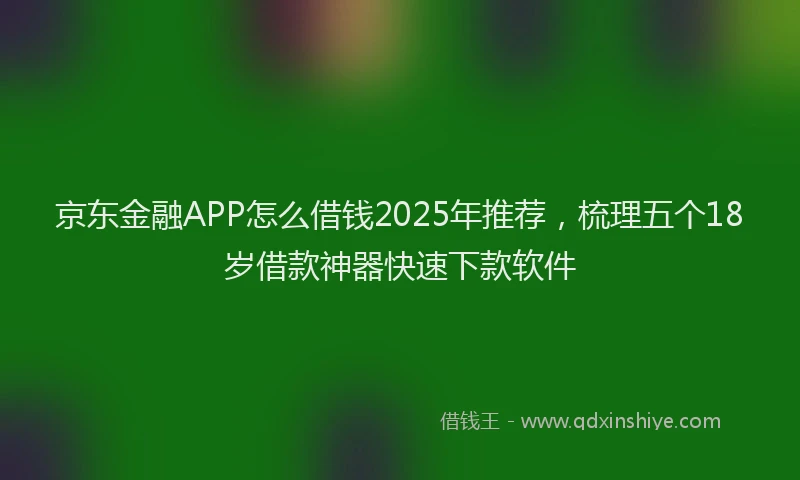 京东金融APP怎么借钱2025年推荐，梳理五个18岁借款神器快速下款软件