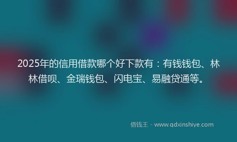 2025年的信用借款哪个好下款有：有钱钱包、林林借呗、金瑞钱包、闪电宝、易融贷通等。