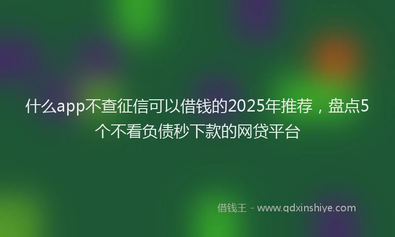 什么app不查征信可以借钱的2025年推荐，盘点5个不看负债秒下款的网贷平台