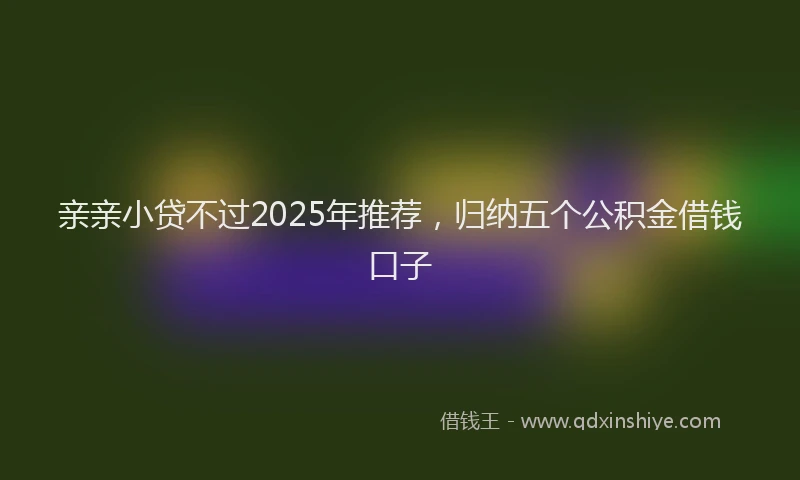 亲亲小贷不过2025年推荐，归纳五个公积金借钱口子