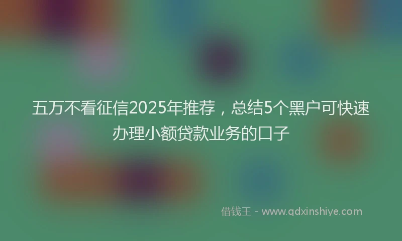 五万不看征信2025年推荐，总结5个黑户可快速办理小额贷款业务的口子