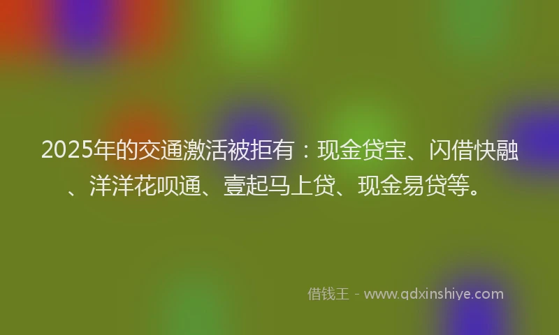 2025年的交通激活被拒有：现金贷宝、闪借快融、洋洋花呗通、壹起马上贷、现金易贷等。