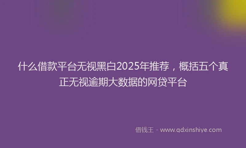 什么借款平台无视黑白2025年推荐，概括五个真正无视逾期大数据的网贷平台