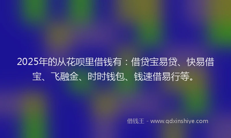 2025年的从花呗里借钱有：借贷宝易贷、快易借宝、飞融金、时时钱包、钱速借易行等。