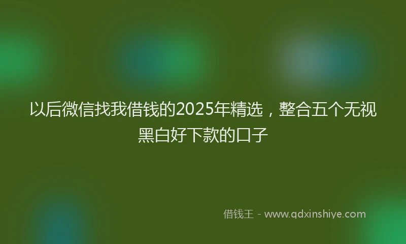 以后微信找我借钱的2025年精选，整合五个无视黑白好下款的口子