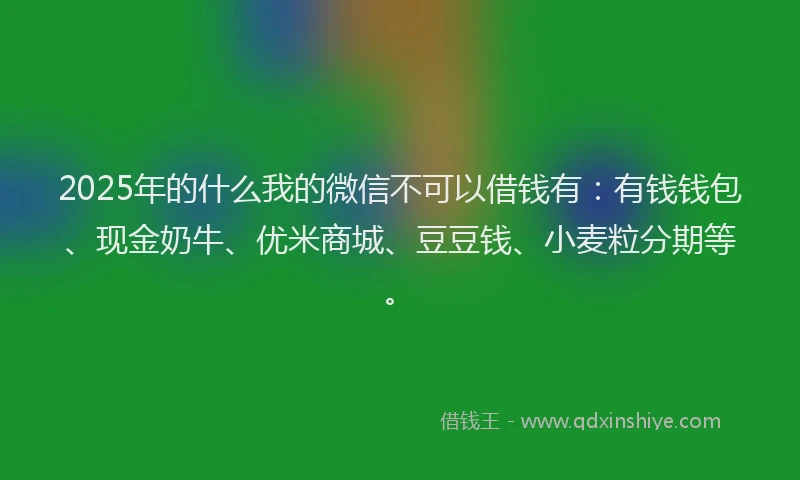 2025年的什么我的微信不可以借钱有：有钱钱包、现金奶牛、优米商城、豆豆钱、小麦粒分期等。