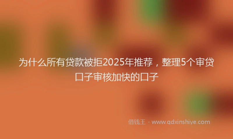 为什么所有贷款被拒2025年推荐，整理5个审贷口子审核加快的口子