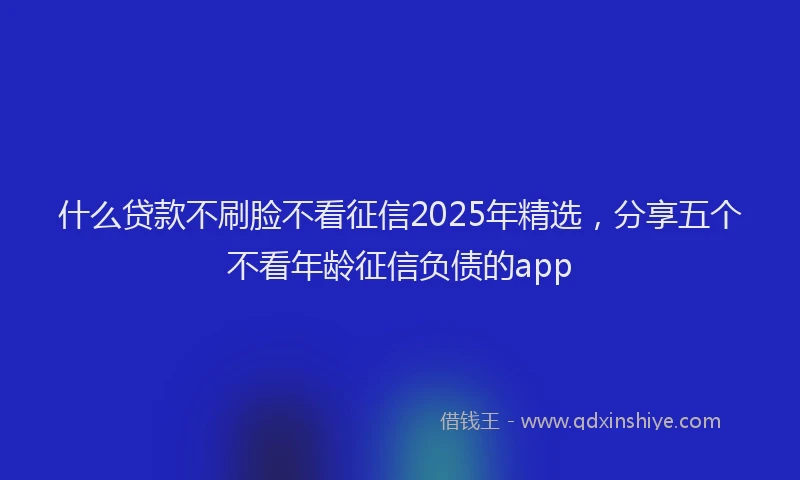 什么贷款不刷脸不看征信2025年精选，分享五个不看年龄征信负债的app