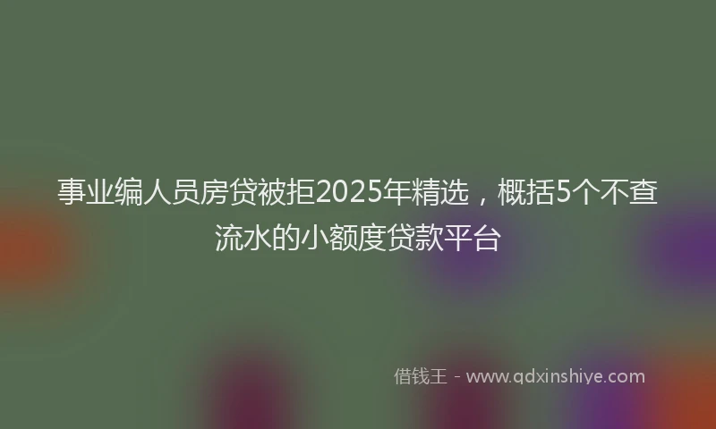 事业编人员房贷被拒2025年精选，概括5个不查流水的小额度贷款平台