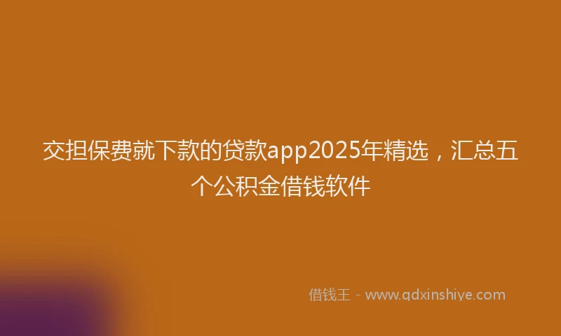 交担保费就下款的贷款app2025年精选，汇总五个公积金借钱软件