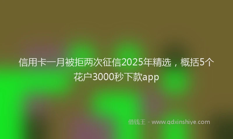 信用卡一月被拒两次征信2025年精选，概括5个花户3000秒下款app