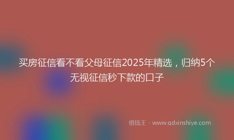 买房征信看不看父母征信2025年精选，归纳5个无视征信秒下款的口子