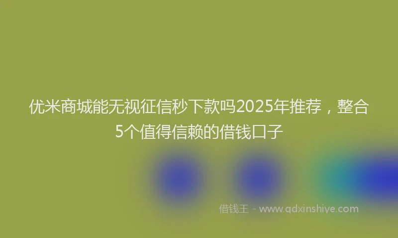 优米商城能无视征信秒下款吗2025年推荐，整合5个值得信赖的借钱口子
