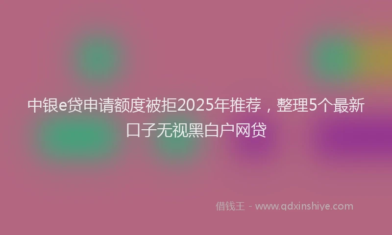 中银e贷申请额度被拒2025年推荐，整理5个最新口子无视黑白户网贷