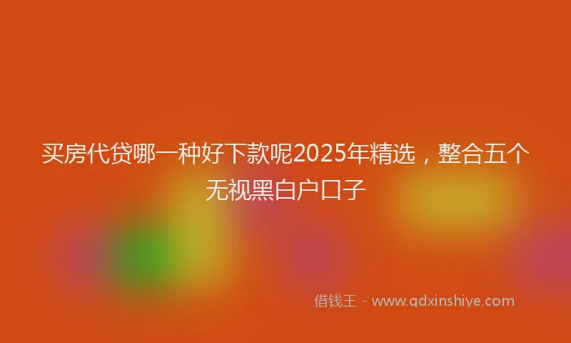 买房代贷哪一种好下款呢2025年精选，整合五个无视黑白户口子