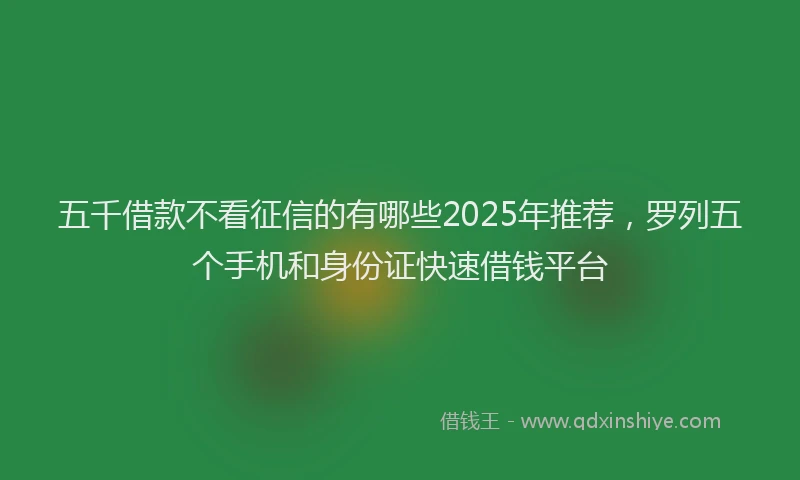五千借款不看征信的有哪些2025年推荐,罗列五个手机和身份证快速借钱平台