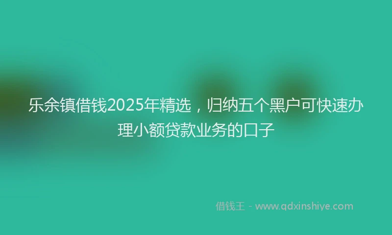 乐余镇借钱2025年精选，归纳五个黑户可快速办理小额贷款业务的口子