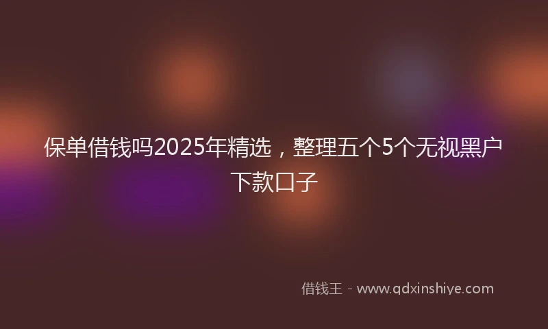 保单借钱吗2025年精选，整理五个5个无视黑户下款口子