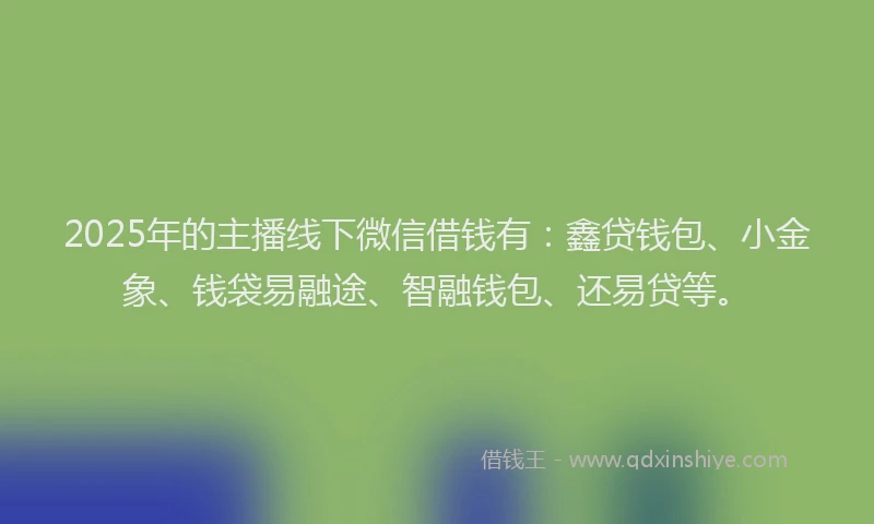 2025年的主播线下微信借钱有：鑫贷钱包、小金象、钱袋易融途、智融钱包、还易贷等。