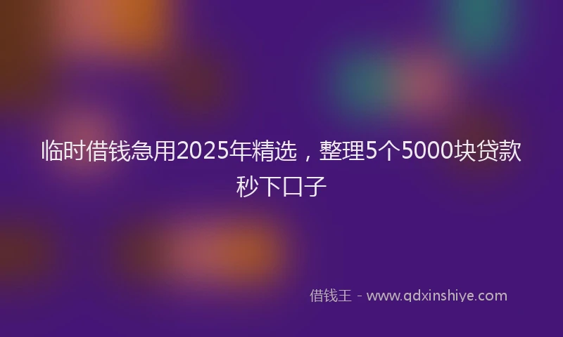 临时借钱急用2025年精选，整理5个5000块贷款秒下口子