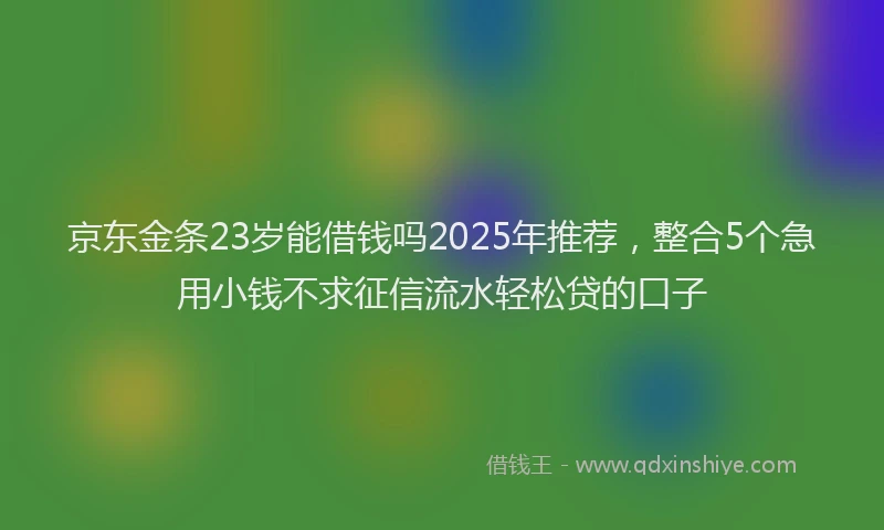 京东金条23岁能借钱吗2025年推荐，整合5个急用小钱不求征信流水轻松贷的口子
