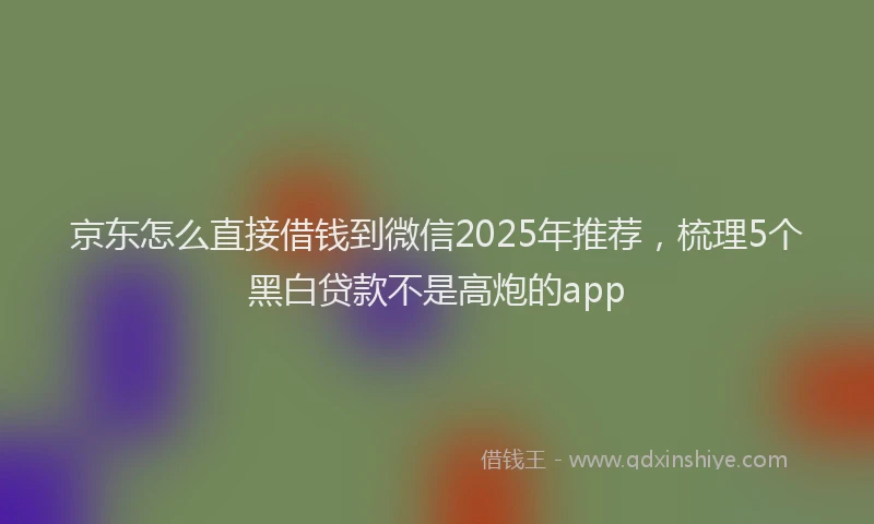 京东怎么直接借钱到微信2025年推荐，梳理5个黑白贷款不是高炮的app