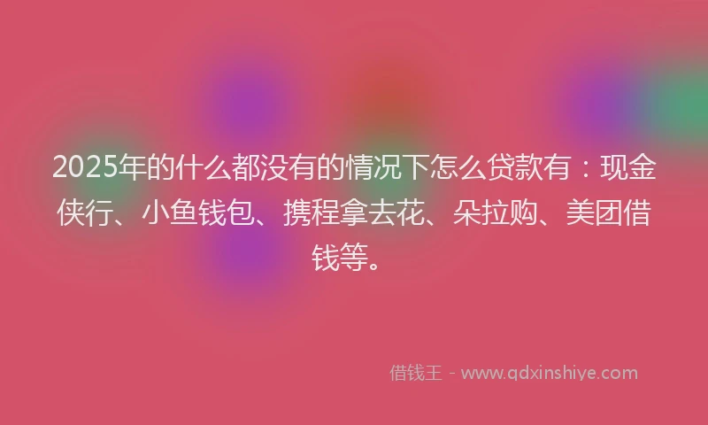 2025年的什么都没有的情况下怎么贷款有：现金侠行、小鱼钱包、携程拿去花、朵拉购、美团借钱等。