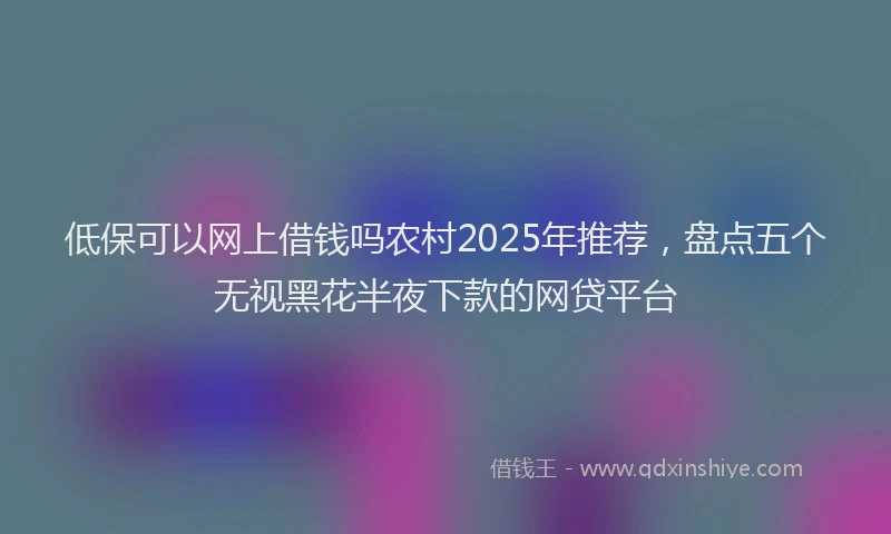 低保可以网上借钱吗农村2025年推荐，盘点五个无视黑花半夜下款的网贷平台