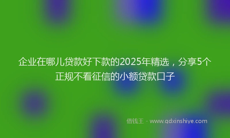 企业在哪儿贷款好下款的2025年精选，分享5个正规不看征信的小额贷款口子