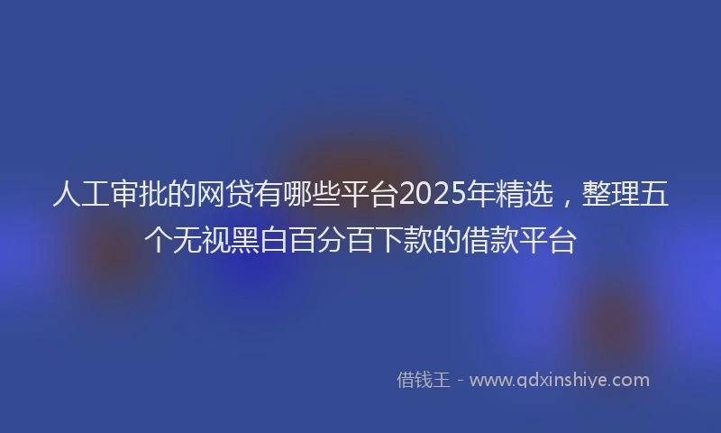 人工审批的网贷有哪些平台2025年精选，整理五个无视黑白百分百下款的借款平台