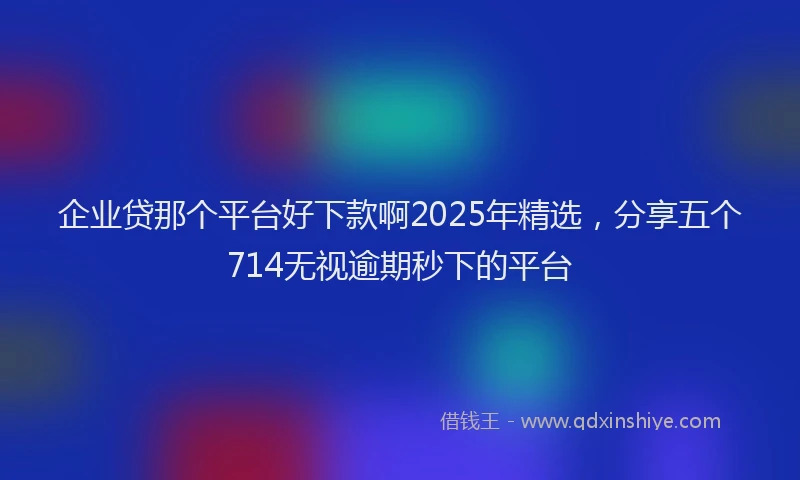 企业贷那个平台好下款啊2025年精选，分享五个714无视逾期秒下的平台