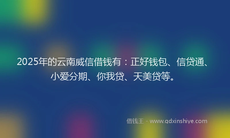 2025年的云南威信借钱有：正好钱包、信贷通、小爱分期、你我贷、天美贷等。