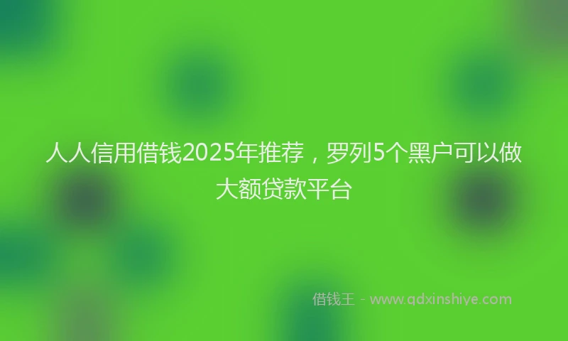 人人信用借钱2025年推荐，罗列5个黑户可以做大额贷款平台