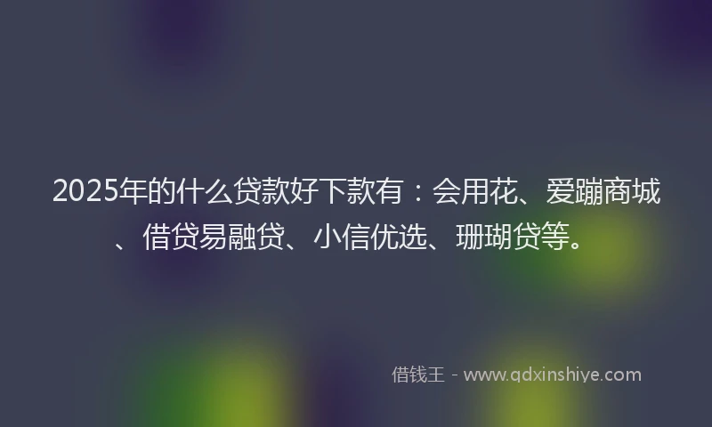 2025年的什么贷款好下款有：会用花、爱蹦商城、借贷易融贷、小信优选、珊瑚贷等。