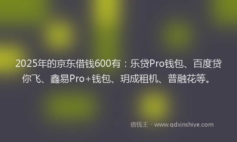 2025年的京东借钱600有：乐贷Pro钱包、百度贷你飞、鑫易Pro+钱包、玥成租机、普融花等。