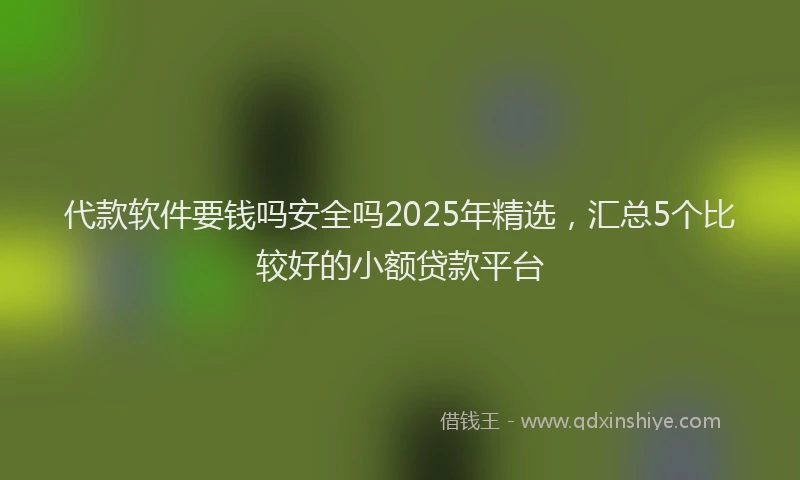 代款软件要钱吗安全吗2025年精选，汇总5个比较好的小额贷款平台