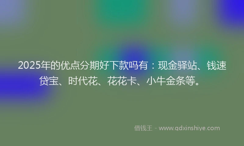2025年的优点分期好下款吗有：现金驿站、钱速贷宝、时代花、花花卡、小牛金条等。
