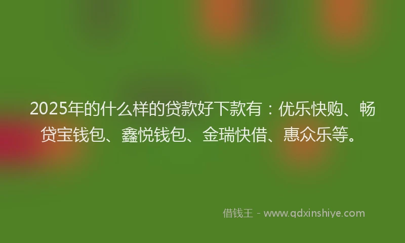 2025年的什么样的贷款好下款有：优乐快购、畅贷宝钱包、鑫悦钱包、金瑞快借、惠众乐等。