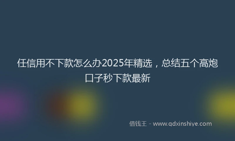 任信用不下款怎么办2025年精选，总结五个高炮口子秒下款最新