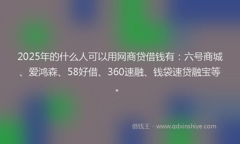 2025年的什么人可以用网商贷借钱有：六号商城、爱鸿森、58好借、360速融、钱袋速贷融宝等。