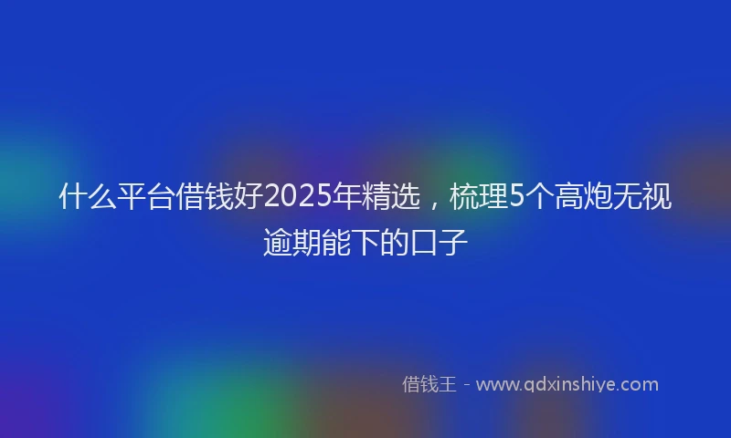 什么平台借钱好2025年精选，梳理5个高炮无视逾期能下的口子