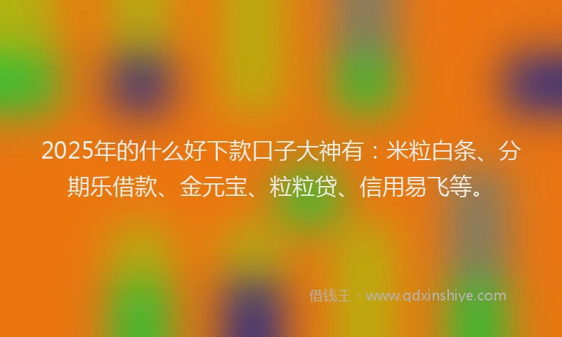 2025年的什么好下款口子大神有:米粒白条、分期乐借款、金元宝、粒粒贷、信用易飞等。
