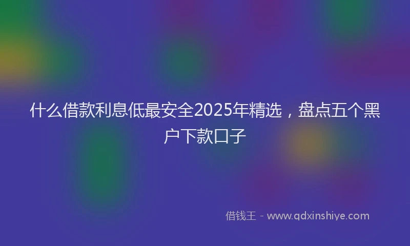 什么借款利息低最安全2025年精选，盘点五个黑户下款口子